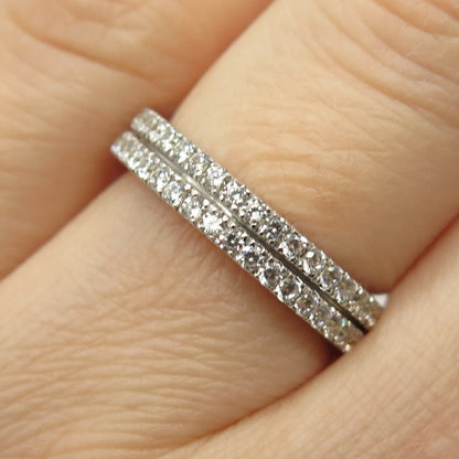 925 Sterling Silver Pave C Z Band Ring Size 6 1/4