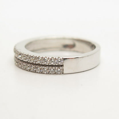 925 Sterling Silver Pave C Z Band Ring Size 6 1/4