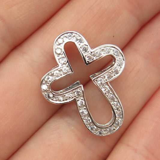 925 Sterling Silver C Z Cutout Cross Pendant