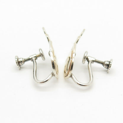 925 Sterling Silver 2-Tone Vintage Swirl Ribbon Screw Back Earrings