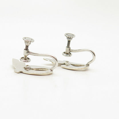 925 Sterling Silver 2-Tone Vintage Swirl Ribbon Screw Back Earrings