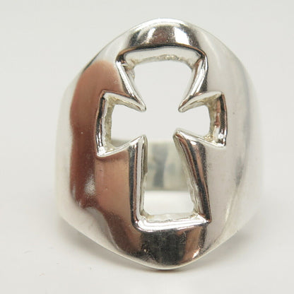 925 Sterling Silver Vintage Mexico Open Cross Design Ring