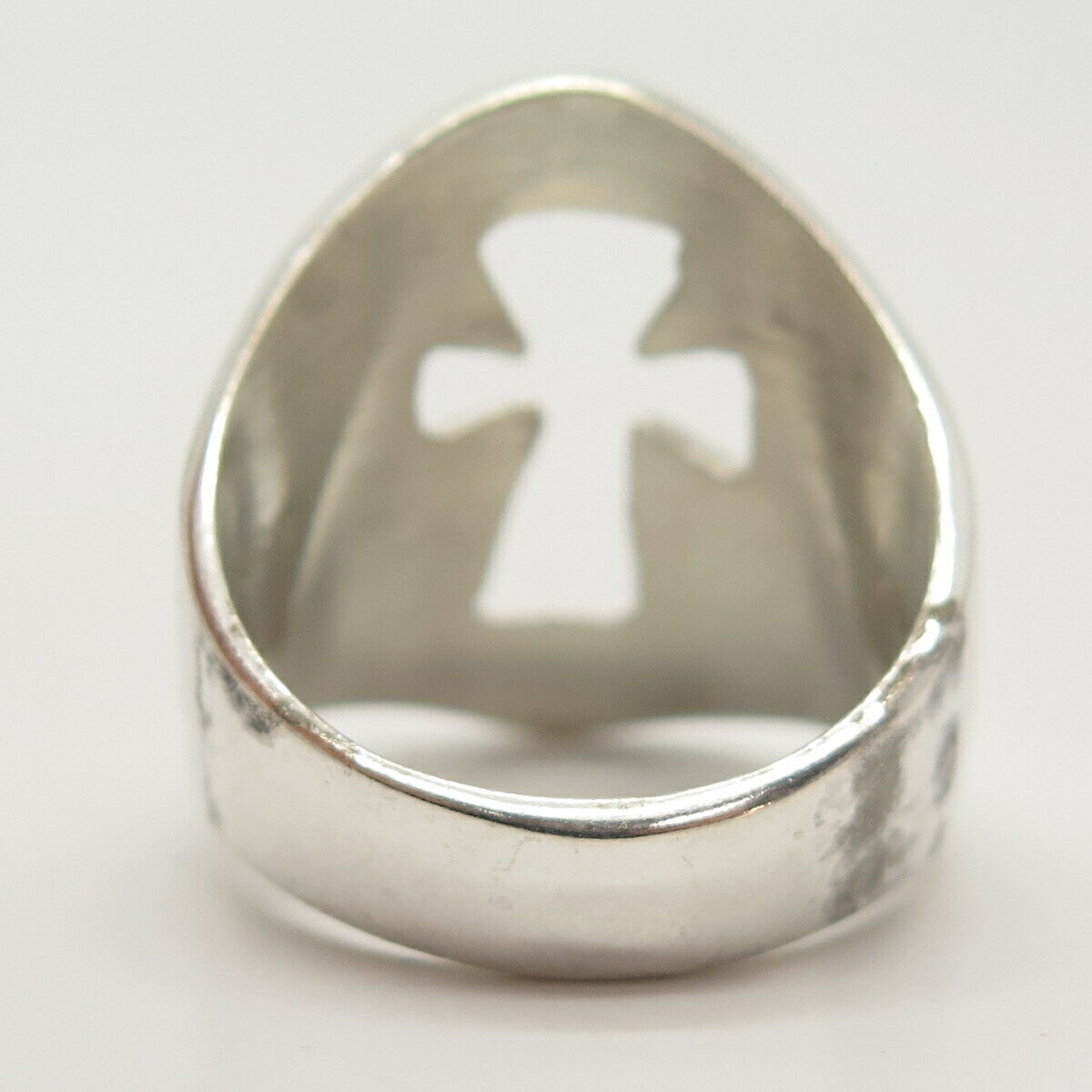 925 Sterling Silver Vintage Mexico Open Cross Design Ring