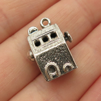 925 Sterling Silver Vintage Slot Machine For Good Luck Charm Pendant