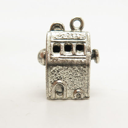 925 Sterling Silver Vintage Slot Machine For Good Luck Charm Pendant