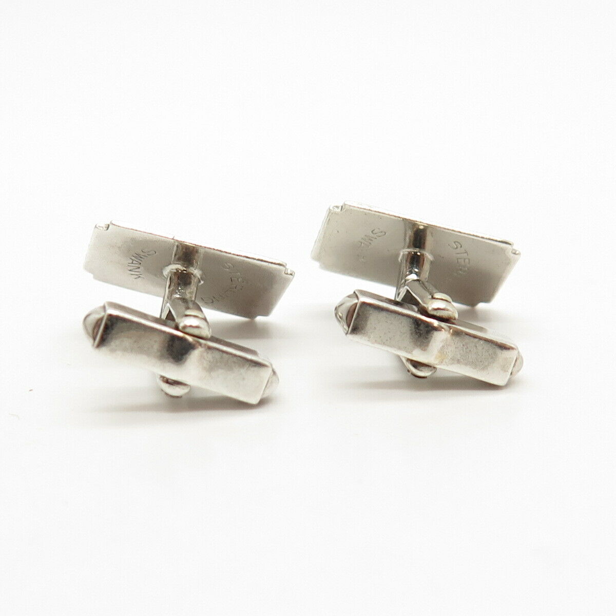 925 Sterling Silver Vintage Swank Textured Cufflinks