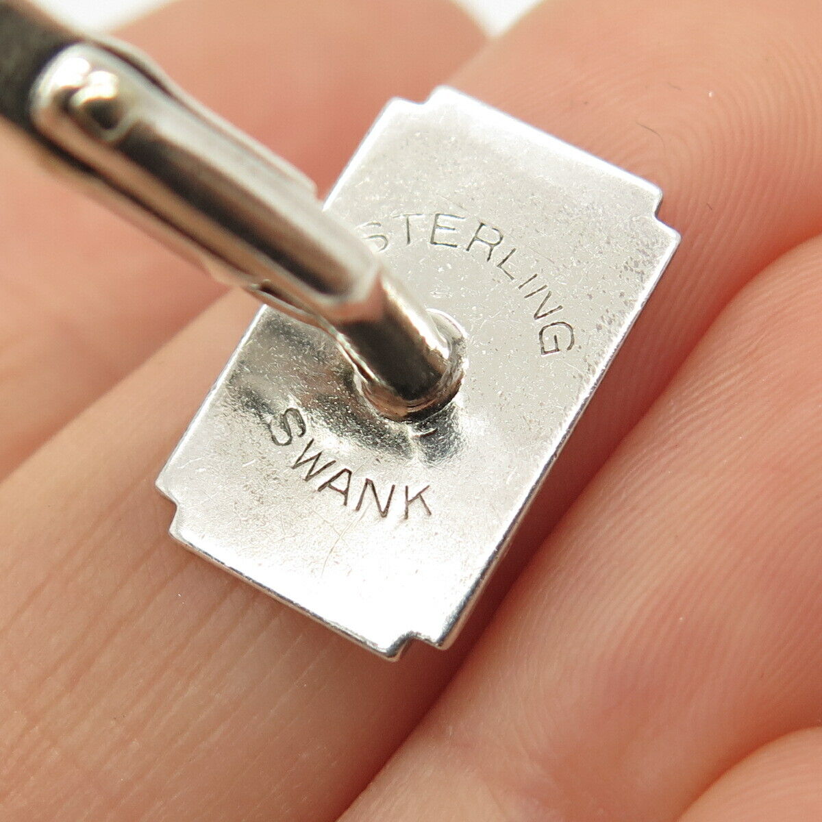 925 Sterling Silver Vintage Swank Textured Cufflinks