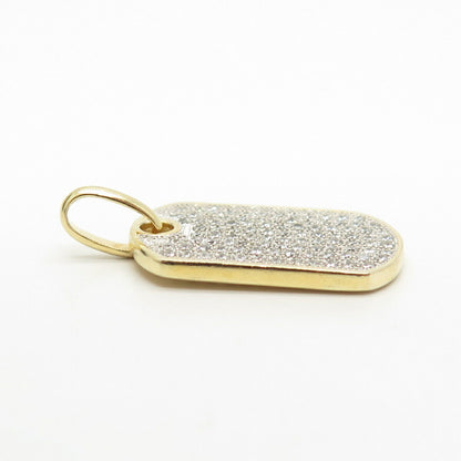 925 Sterling Silver Gold Plated Pave C Z Tag Pendant