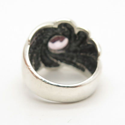 925 Sterling Silver Vintage Amethyst-Tone C Z Swirl Ring Size 7.5