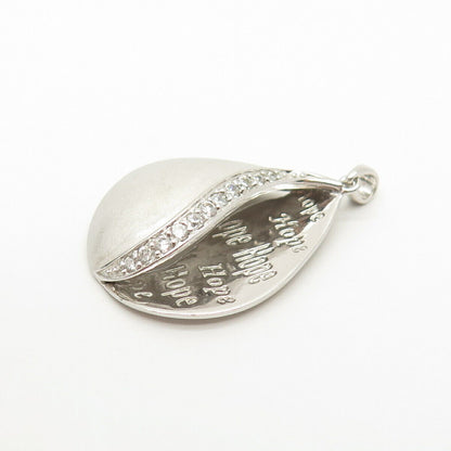 925 Sterling Silver C Z "Hope" Teardrop Pendant