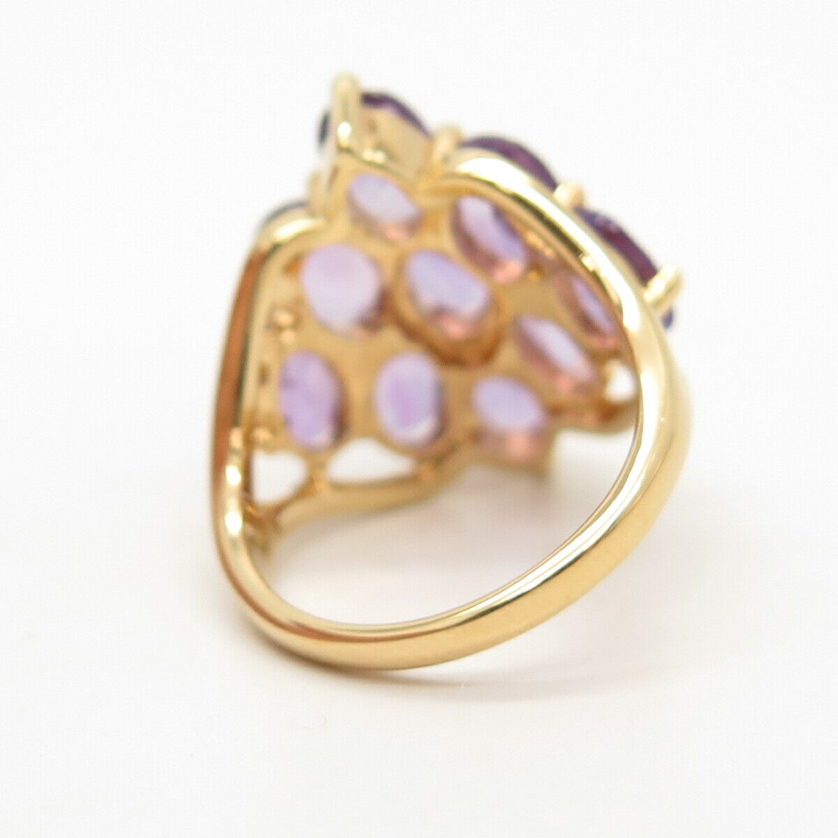 925 Sterling Silver Gold Plated Real Amethyst Gemstone Ring Size 7