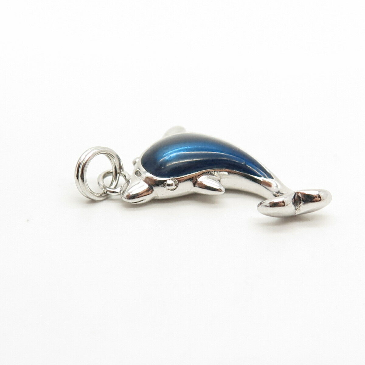 925 Sterling Silver Enamel Friendly Dolphin Design Charm Pendant