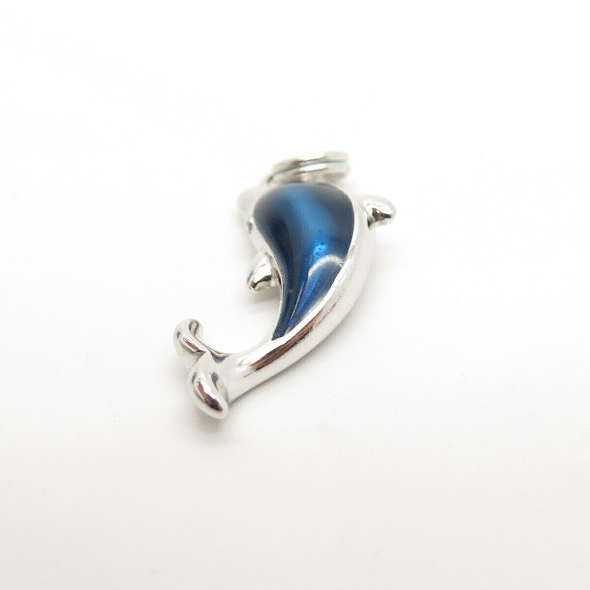 925 Sterling Silver Enamel Friendly Dolphin Design Charm Pendant