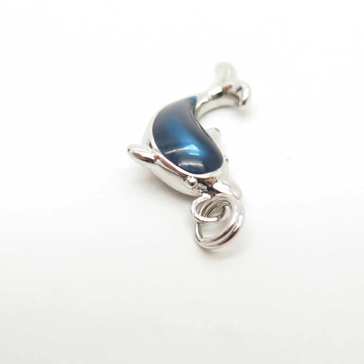 925 Sterling Silver Enamel Friendly Dolphin Design Charm Pendant