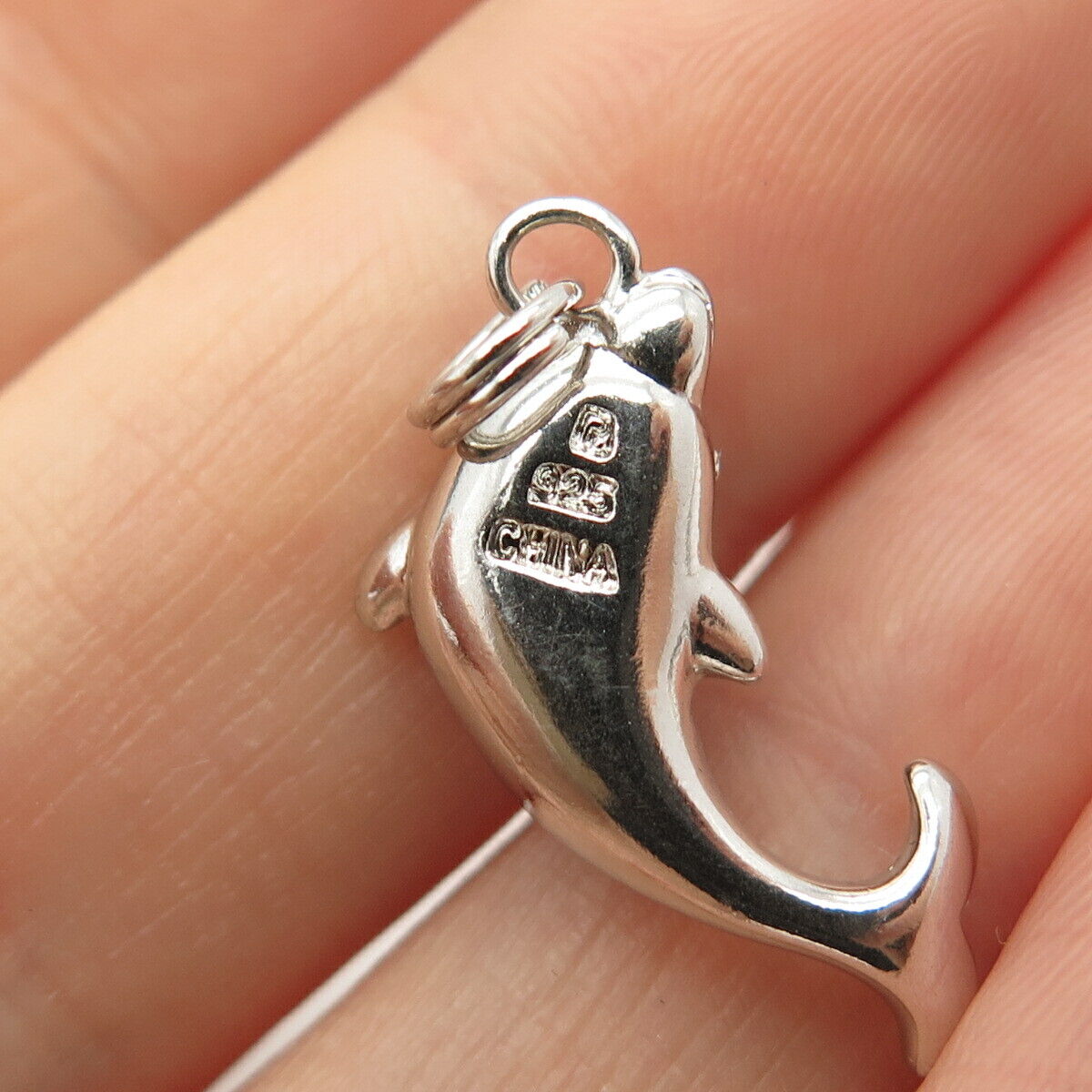 925 Sterling Silver Enamel Friendly Dolphin Design Charm Pendant