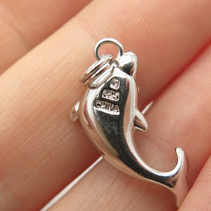 925 Sterling Silver Enamel Friendly Dolphin Design Charm Pendant