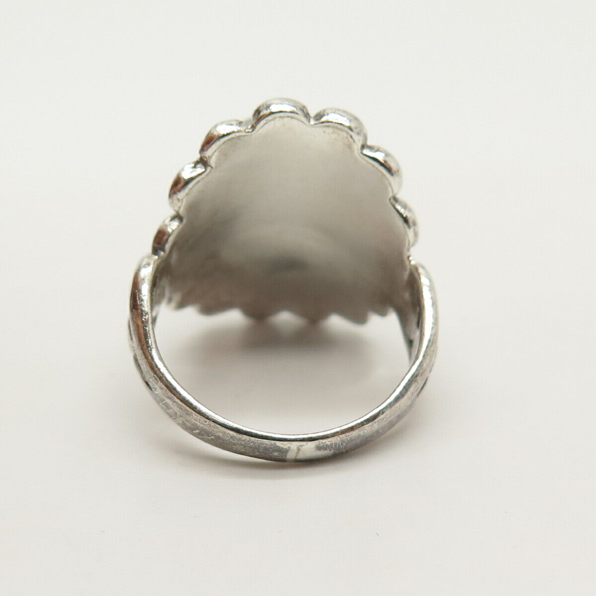 925 Sterling Silver Real Mother-of-Pearl Wide Ring Size 8.5