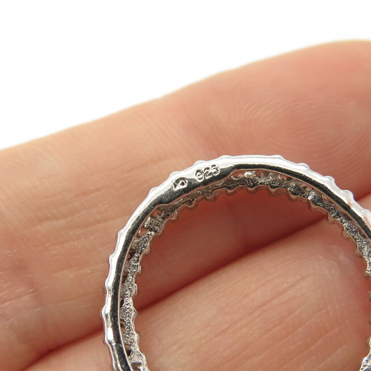 925 Sterling Silver Pave C Z Circle of Life Slide Pendant