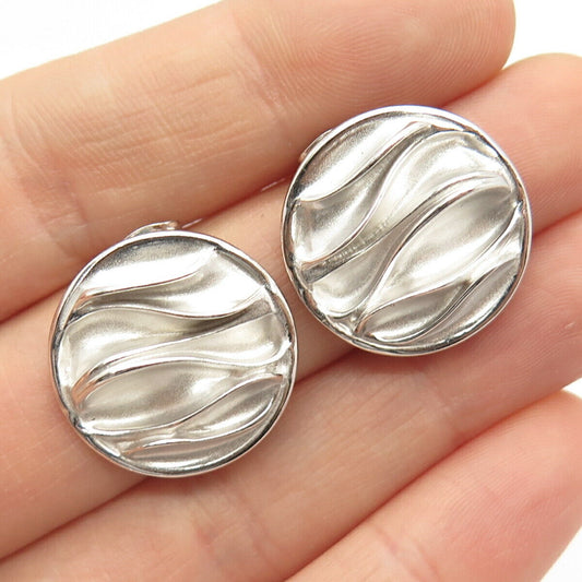 925 Sterling Silver Wrinkled Round Earrings