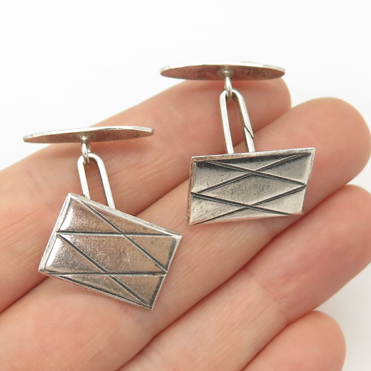 925 Sterling Silver Vintage Textured Cufflinks