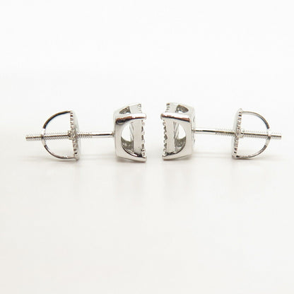 925 Sterling Silver Pave C Z Stud Earrings