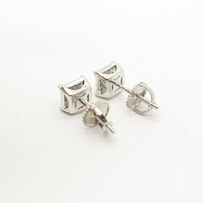 925 Sterling Silver Pave C Z Stud Earrings