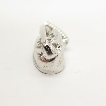 925 Sterling Silver Vintage Wells Old Rotary Phone Charm Pendant