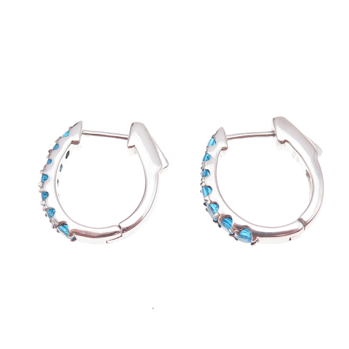925 Sterling Silver Real Round-Cut Apatite Hoop Earrings