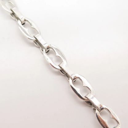 925 Sterling Silver Vintage Anchor Mariner Link Bracelet 6"