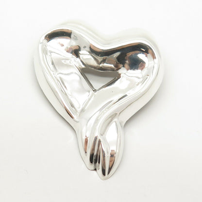 925 Sterling Silver Vintage Mexico Open Heart Hollow Pin Brooch / Pendant