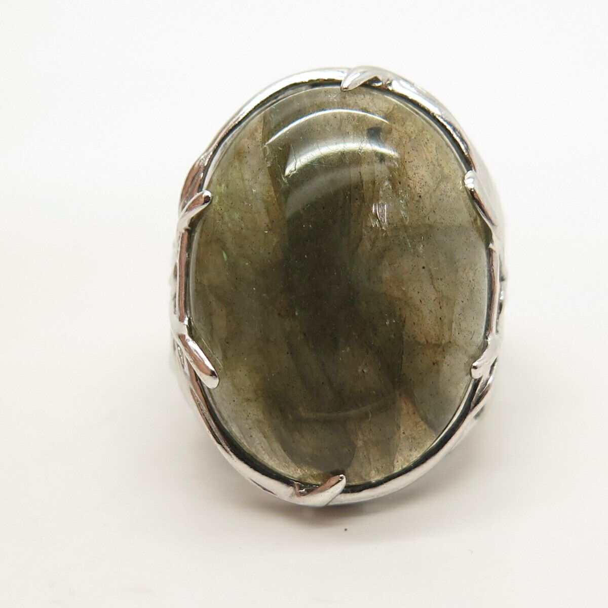 925 Sterling Silver Real Labradorite Gemstone Ring Size 9