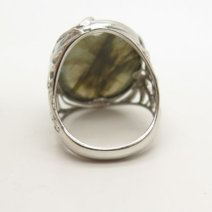 925 Sterling Silver Real Labradorite Gemstone Ring Size 9