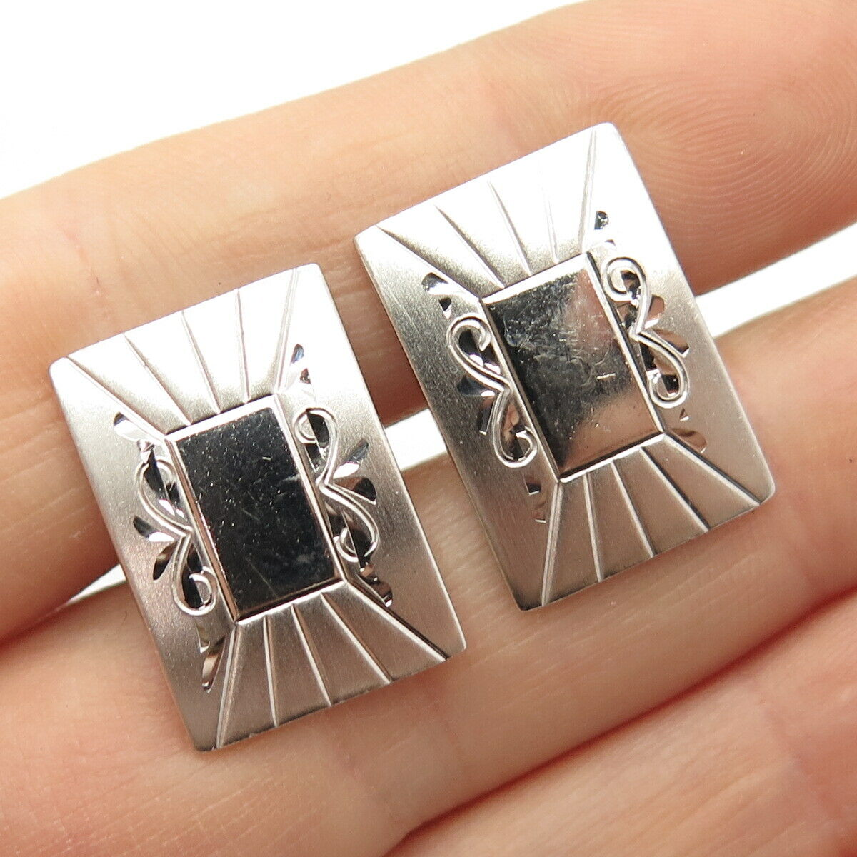 925 Sterling Silver Vintage Etched Cufflinks