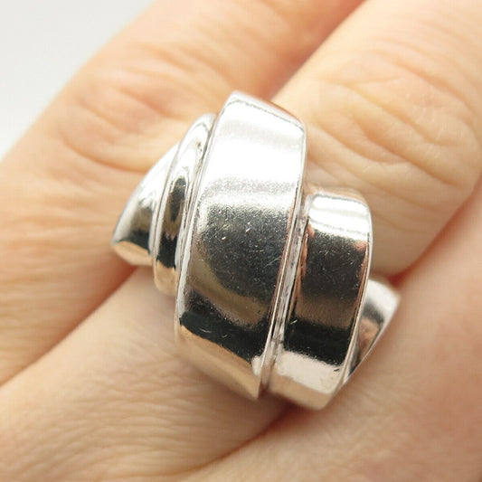 925 Sterling Silver Vintage Mexico Modernist Ring Size 7