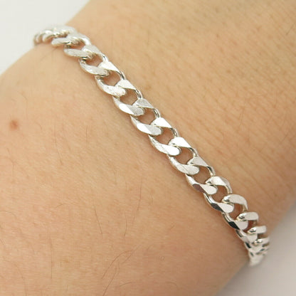 925 Sterling Silver Vintage Italy Cuban Link Bracelet 8 3/4"