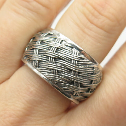 925 Sterling Silver Vintage Woven Band Ring Size 7.5