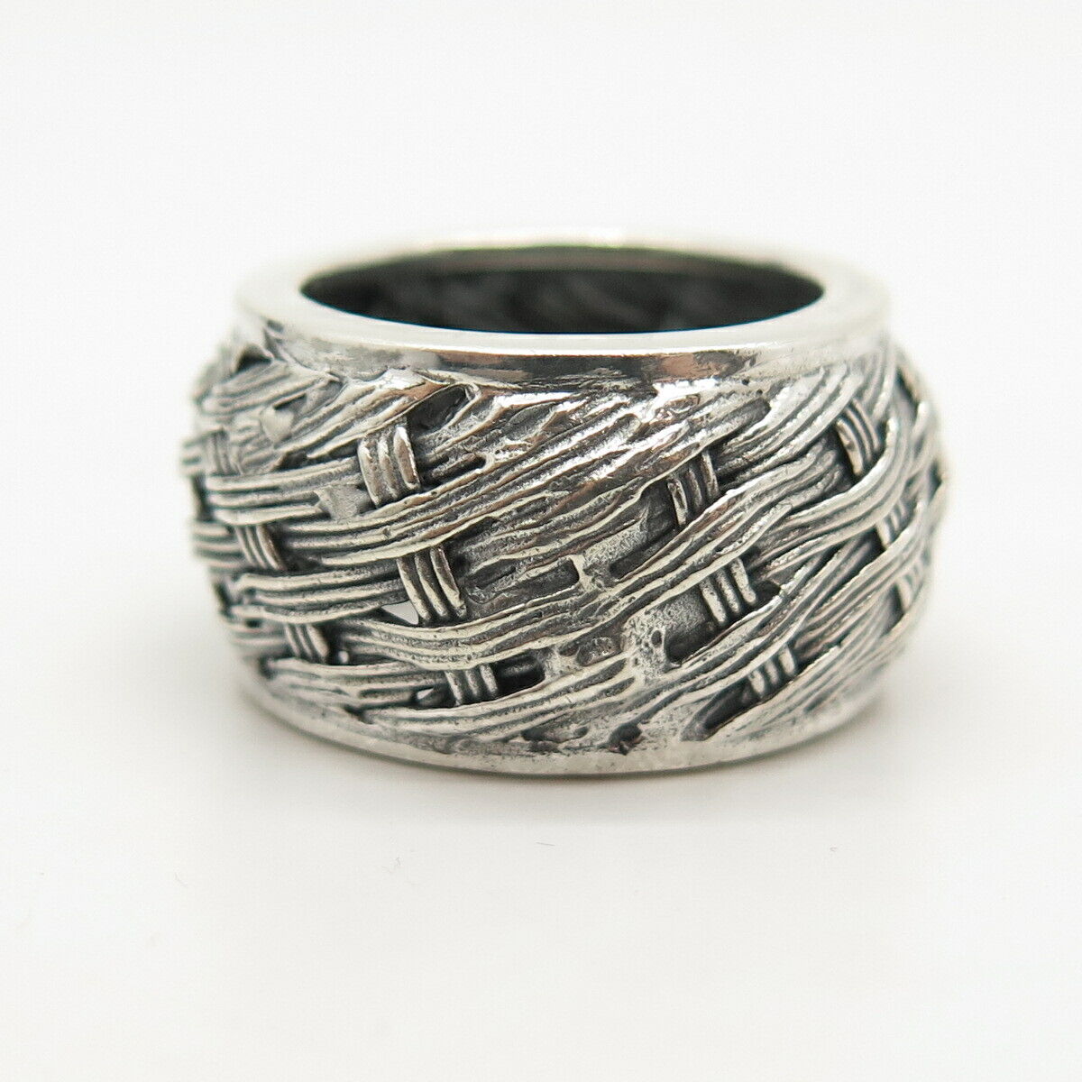 925 Sterling Silver Vintage Woven Band Ring Size 7.5