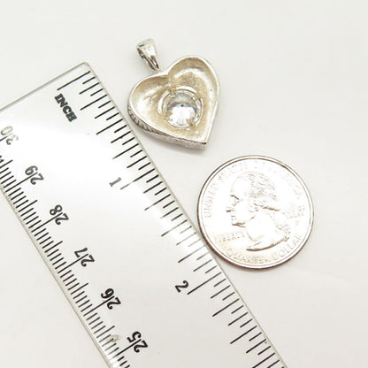 925 Sterling Silver Vintage HAN C Z Heart Pendant