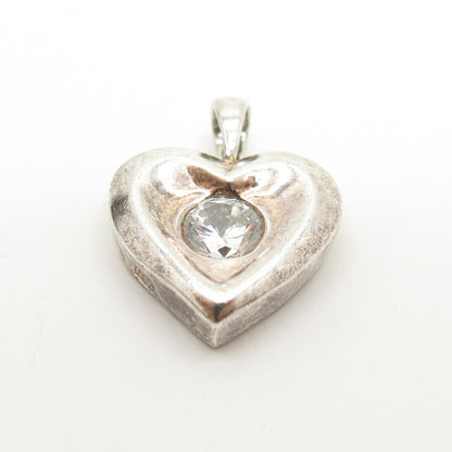 925 Sterling Silver Vintage HAN C Z Heart Pendant