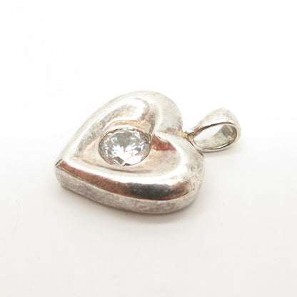 925 Sterling Silver Vintage HAN C Z Heart Pendant