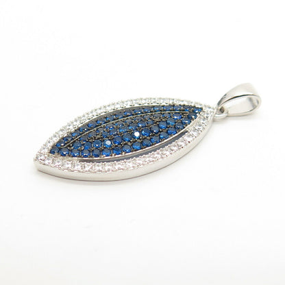 925 Sterling Silver White & Blue C Z Marquise Shape Pendant