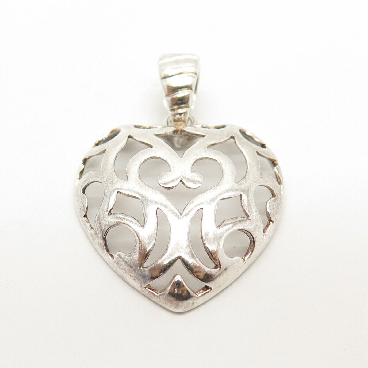 925 Sterling Silver Vintage Italy Milor Swirl Heart Pendant