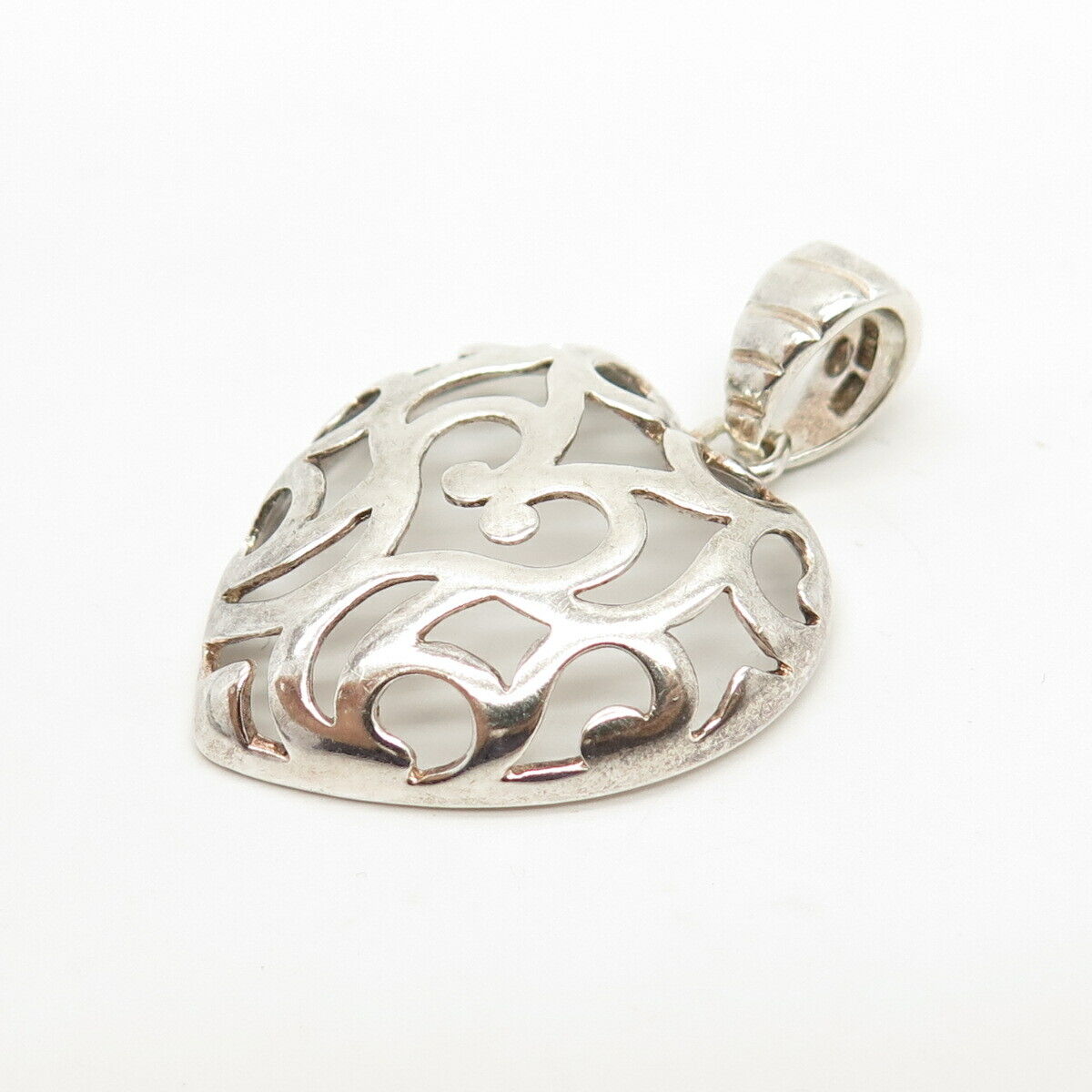 925 Sterling Silver Vintage Italy Milor Swirl Heart Pendant