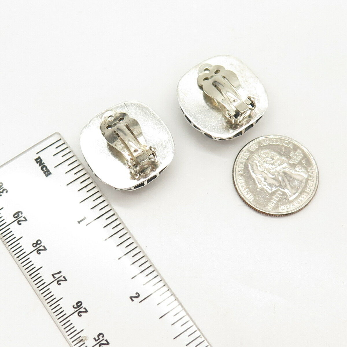 925 Sterling Silver Vintage Zina Cage Design Clip On Earrings