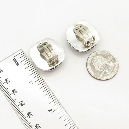 925 Sterling Silver Vintage Zina Cage Design Clip On Earrings