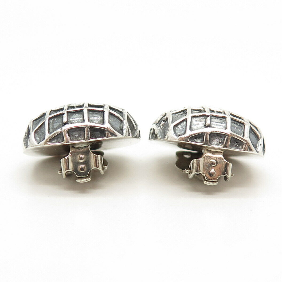 925 Sterling Silver Vintage Zina Cage Design Clip On Earrings