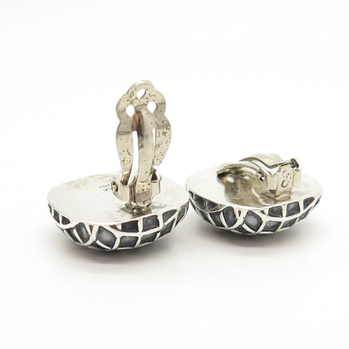 925 Sterling Silver Vintage Zina Cage Design Clip On Earrings