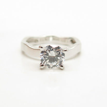 925 Sterling Silver Round-Cut C Z Solitaire Engagement Ring Size 7