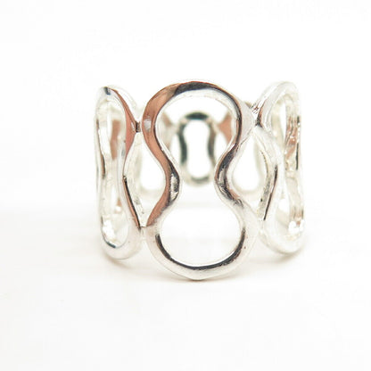 925 Sterling Silver Abstract Design Ring Size 9