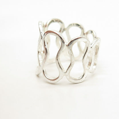 925 Sterling Silver Abstract Design Ring Size 9